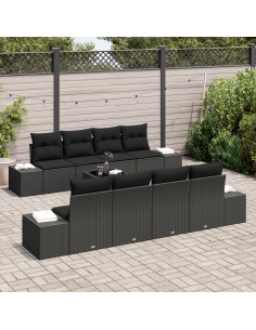 Set Divano da Giardino 7 pz Nero polyrattan 2