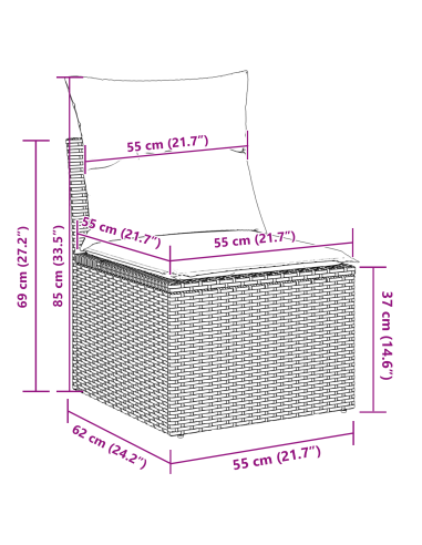 Set Divano da Giardino 7 pz Nero polyrattan