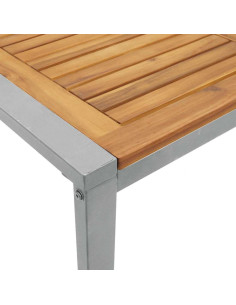 Set da Pranzo per Giardino 5 pz Grigio Legno di Acacia Massello 2
