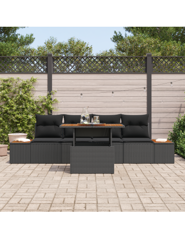 Set Divano da Giardino 5 pz Nero polyrattan