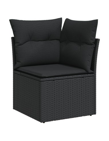 Set Divano da Giardino 9 pz Nero polyrattan