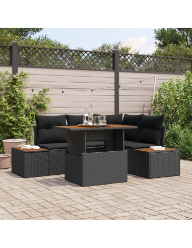Set Divano da Giardino 5 pz Nero e Marrone