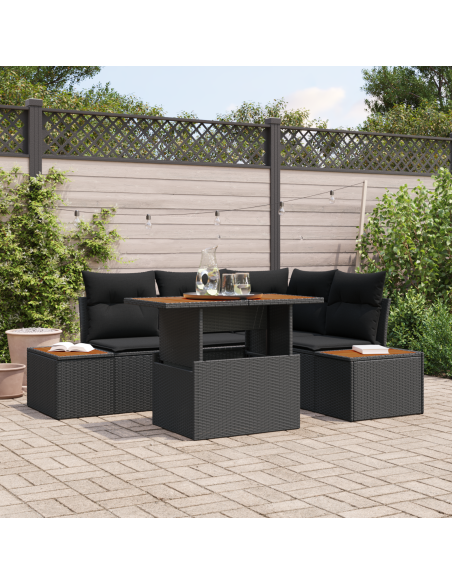 Set Divano da Giardino 5 pz Nero e Marrone