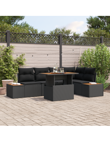 Set Divano da Giardino 6 pz Nero polyrattan
