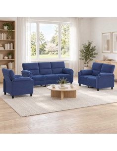 Set di divani 3 pcs Blu Polizia Velluto