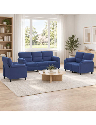 Set di divani 3 pcs Blu Polizia Velluto