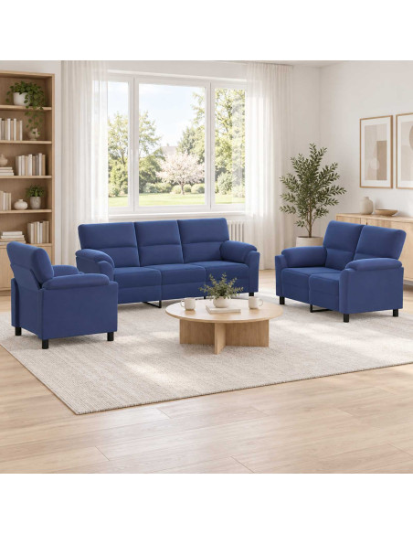 Set di divani 3 pcs Blu Polizia Velluto