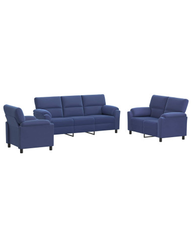 Set di divani 3 pcs Blu Polizia Velluto