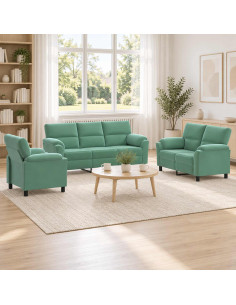 Set di divani 3 pcs Verde Mare Velluto
