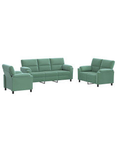 Set di divani 3 pcs Verde Mare Velluto 2