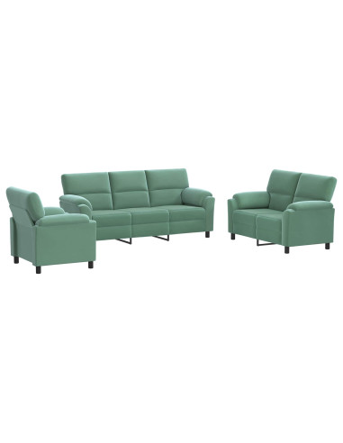 Set di divani 3 pcs Verde Mare Velluto