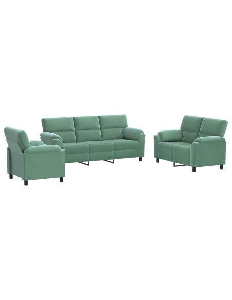 Set di divani 3 pcs Verde Mare Velluto