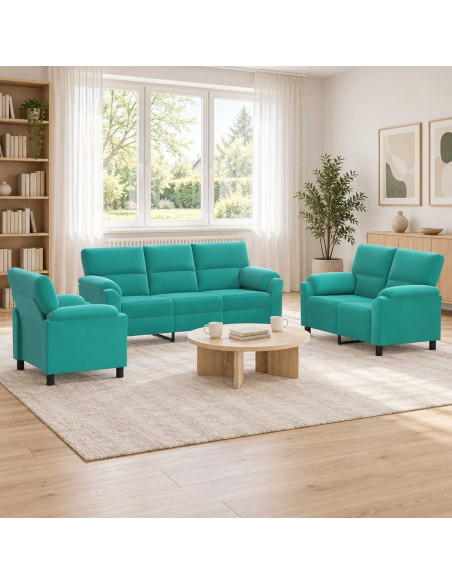 Set di divani 3 pcs Turchese Velluto