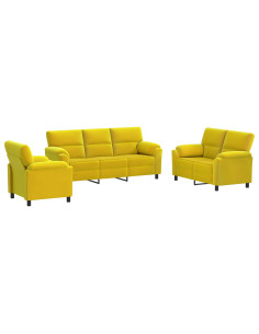 Set di divani 3 pcs Giallo Velluto 2