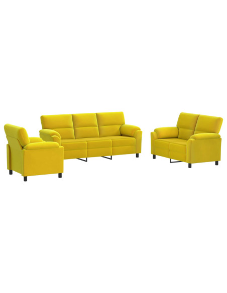 Set di divani 3 pcs Giallo Velluto