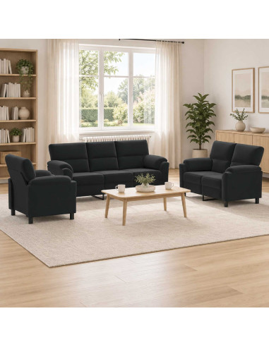 Set di divani 3 pcs Nero Velluto