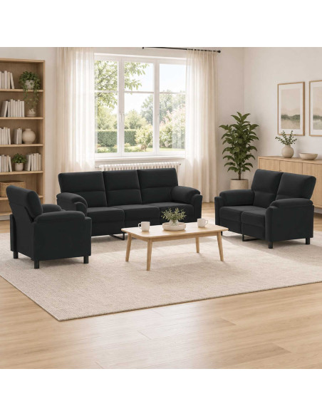Set di divani 3 pcs Nero Velluto