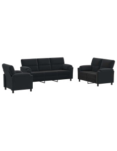 Set di divani 3 pcs Nero Velluto 2