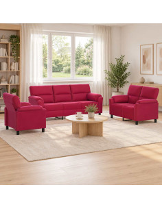 Set di divani 3 pcs Rosso Vino Velluto