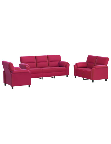 Set di divani 3 pcs Rosso Vino Velluto