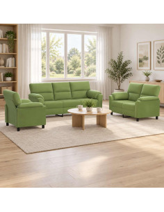 Set di divani 3 pcs Verde chiaro Velluto