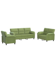 Set di divani 3 pcs Verde chiaro Velluto 2