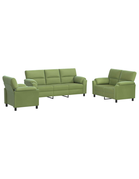 Set di divani 3 pcs Verde chiaro Velluto