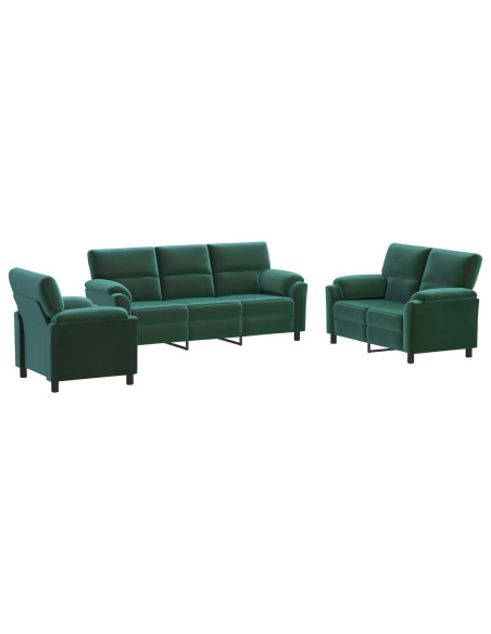 Set di divani 3 pcs Verde Scuro Velluto