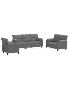 Set di divani 3 pcs Grigio Scuro Velluto 2