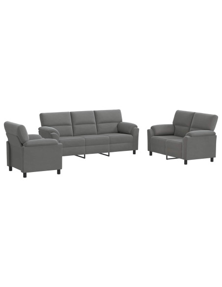 Set di divani 3 pcs Grigio Scuro Velluto
