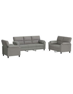Set di divani 3 pcs Grigio Chiaro Velluto 2