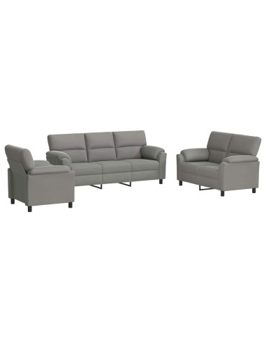 Set di divani 3 pcs Grigio Chiaro Velluto