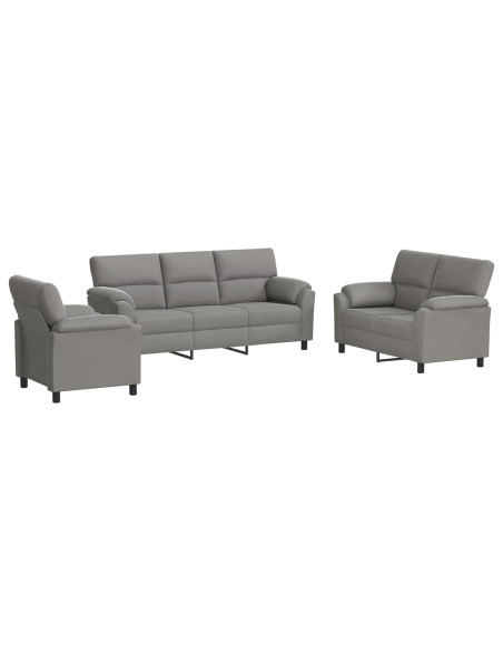 Set di divani 3 pcs Grigio Chiaro Velluto