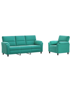 Set di divani 2 pcs Turchese Velluto 2