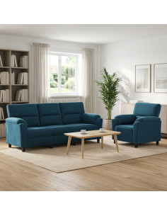 Set di divani 2 pcs Blu Velluto
