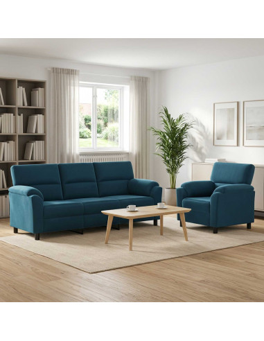 Set di divani 2 pcs Blu Velluto