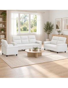Set di divani 3 pcs Bianco Tessuto