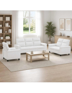 Set di divani 3 pcs Bianco Tessuto