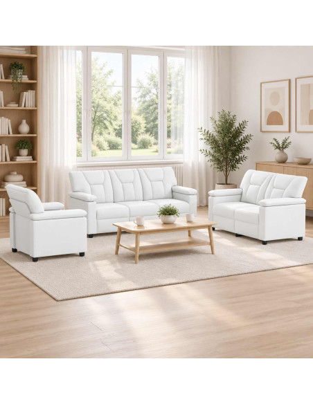 Set di divani 3 pcs Bianco Similpelle