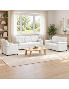 Set di divani 3 pcs Bianco Similpelle