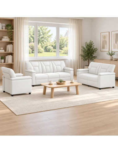 Set di divani 3 pcs Bianco Similpelle