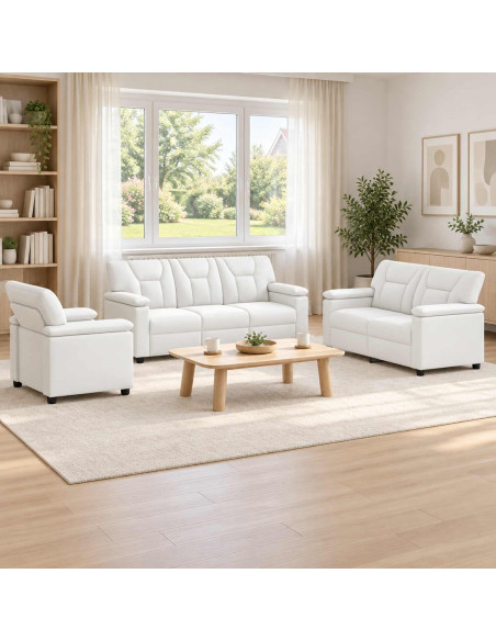 Set di divani 3 pcs Bianco Similpelle