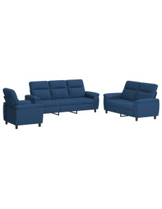 Set di divani 3 pcs Blu Tessuto 2