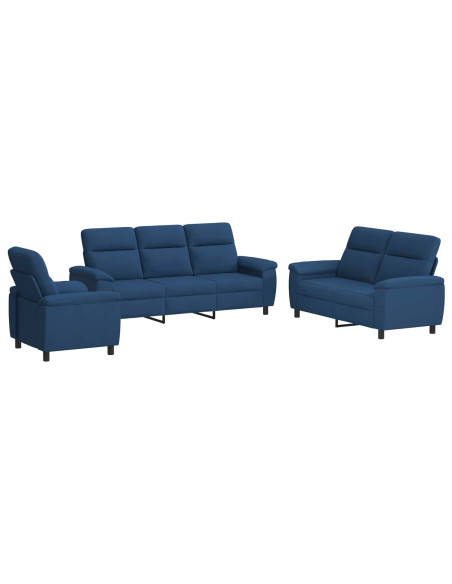 Set di divani 3 pcs Blu Tessuto