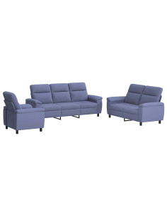 Set di divani 3 pcs Blu jeans Tessuto 2