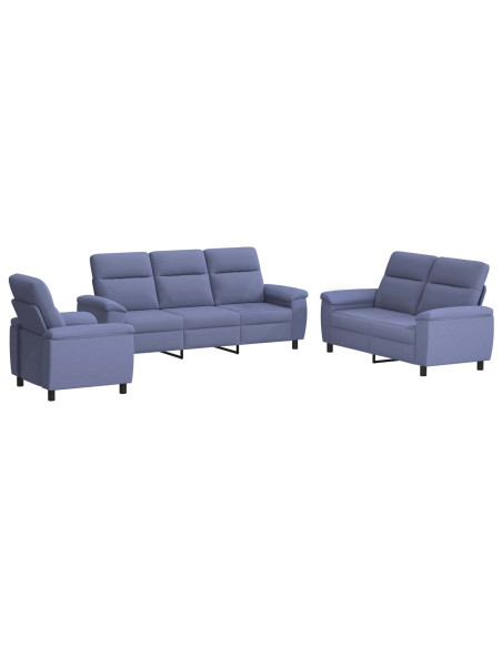 Set di divani 3 pcs Blu jeans Tessuto
