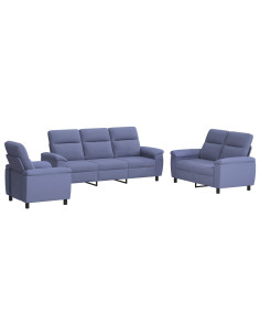 Set di divani 3 pcs Blu jeans Tessuto 2