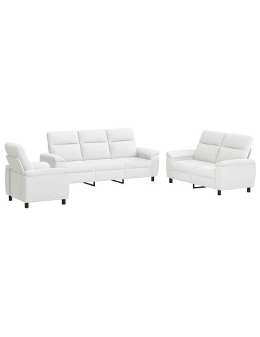 Set di divani 3 pcs Bianco Tessuto