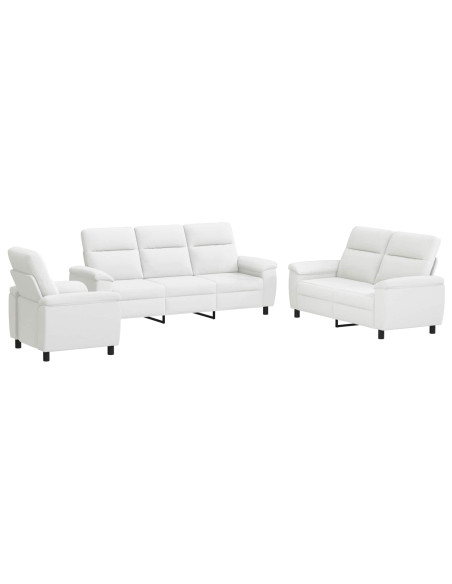 Set di divani 3 pcs Bianco Tessuto