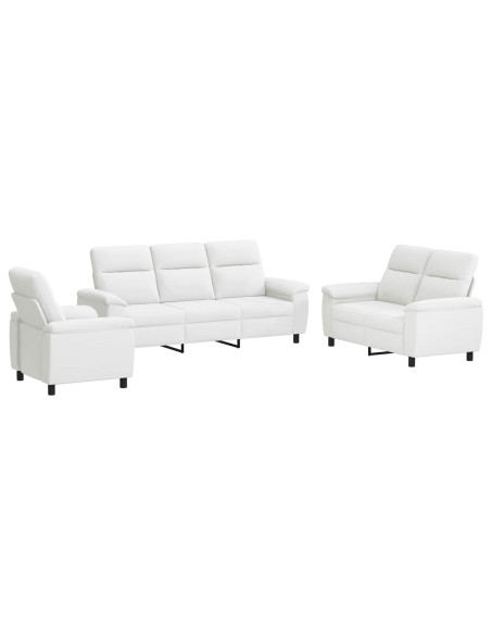 Set di divani 3 pcs Bianco Tessuto